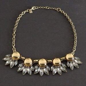 Banana Republic Yellow Cab Gray Rhinestone Gold-Tone Chain Necklace